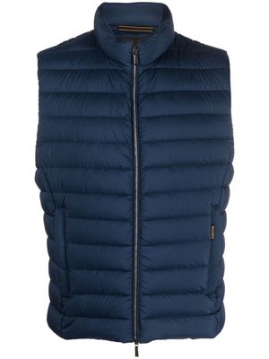 Moorer quilted-finish zip-up gilet - Blue