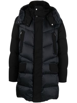 Moorer quilted shearling-collar padded jacket - Blue