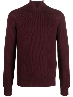 Moorer ribbed-knit roll-neck jumper - White