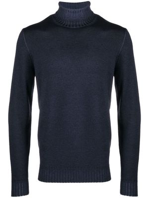 Moorer roll neck knitted jumper - Blue