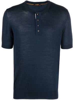 Moorer short-sleeve Henley T-shirt - Blue