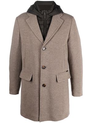 Moorer single-breasted fitted coat - Neutrals