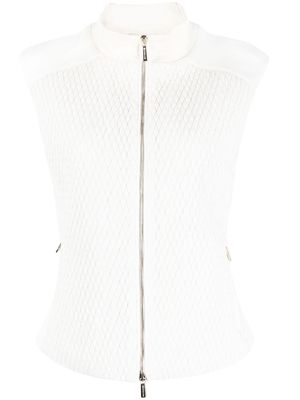 Moorer textured sleeveless waistcoat - White