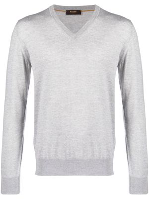Moorer V-neck knitted jumper - Grey