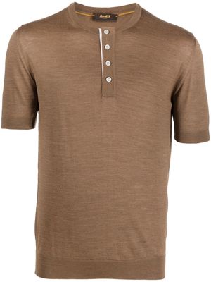 Moorer virgin wool Henley T-shirt - Brown