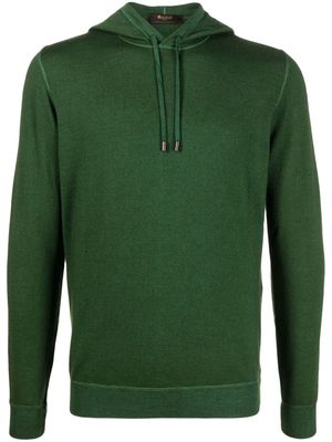 Moorer Zane-Geu drawstring wool hoodie - Green