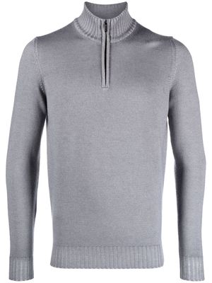 Moorer zip-front high neck jumper - Grey