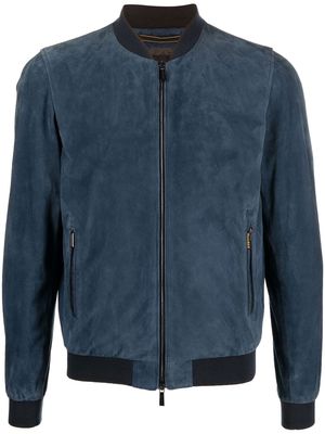 Moorer zip-up leather bomber jacket - Blue