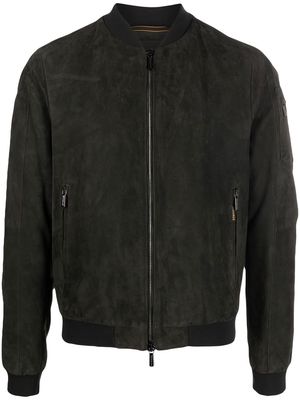 Moorer zip-up leather bomber jacket - Green