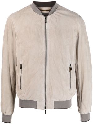 Moorer zip-up leather bomber jacket - Neutrals