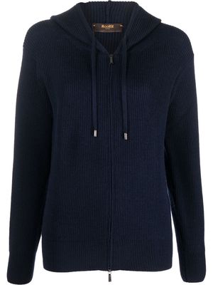 Moorer zipped knitted cardigan - Blue