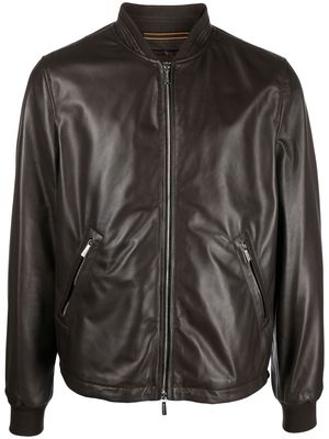 Moorer zipped leather jacket - Brown