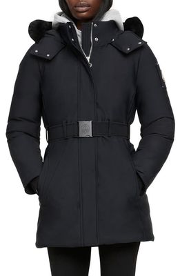 Moose Knuckles Alpharetta Belted Wind Resistant & Water Repellent 800 Fill Power Down Jacket in Black/Black