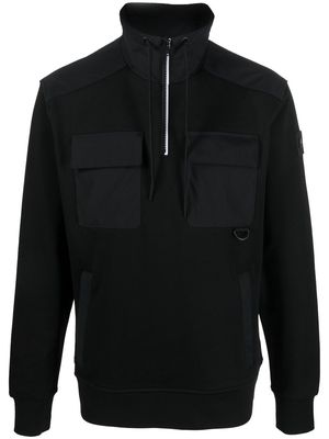 Moose Knuckles chest-pockets half-zipped sweatshirt - Black
