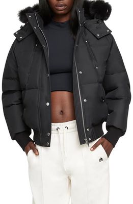 Moose Knuckles Cloud Bomber with Genuine Shearling Trim in Black W Black S