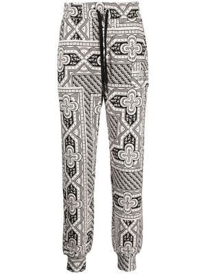 Moose Knuckles graphic-print drawstring cotton trousers - Black