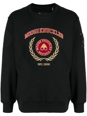 Moose Knuckles logo-embroidered cotton sweatshirt - Black