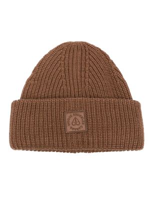 Moose Knuckles logo-patch ribbed-knit beanie - Brown