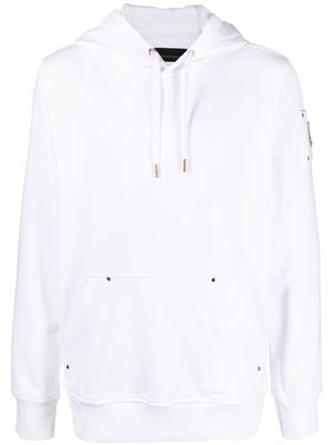 Moose Knuckles logo-plaque cotton hoodie - White