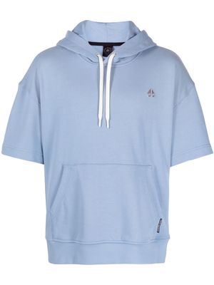 Moose Knuckles logo-plaque short-sleeve hoodie - Blue