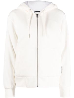 Moose Knuckles logo-plaque zip-up hoodie - White