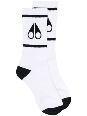 Moose Knuckles logo-print ribbed socks - White