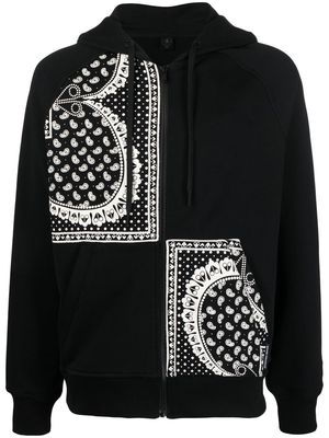 Moose Knuckles paisley-print zip-up hoodie - Black