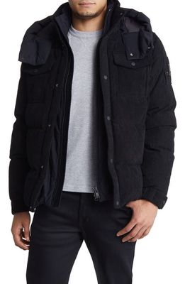 Moose Knuckles Souris Quilted Corduroy Down Coat in Black