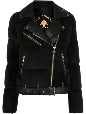 Moose Knuckles velvet-effect padded biker jacket - Multicolour