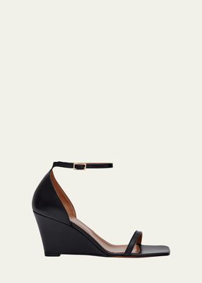 Morcone Leather Wedge Ankle-Strap Sandals