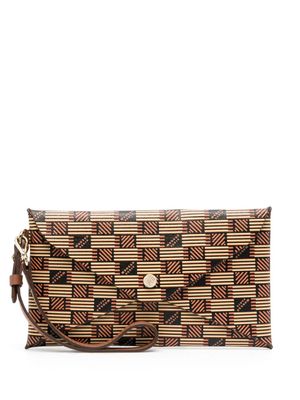 Moreau logo-print leather purse - Brown