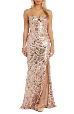 Morgan & Co. Beaded Sleeveless Gown in Gold