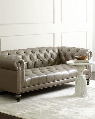 Morgan Gray Chesterfield Leather Sofa