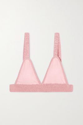 Morgan Lane - Anya Lurex-trimmed Cotton-blend Soft-cup Triangle Bra - Pink