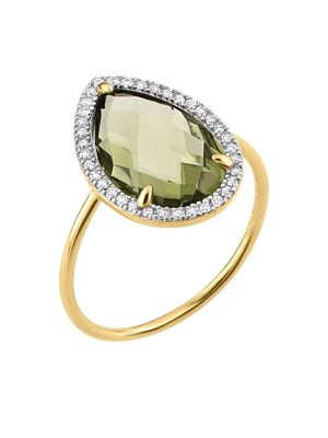 Morganne Bello 18kt yellow gold Alma quartz and diamond ring