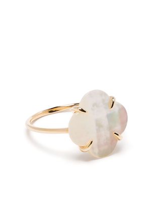 Morganne Bello 18kt yellow gold Clover mother-of-pearl ring