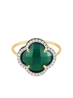 Morganne Bello 18kt yellow gold Victoria agate and diamond ring - Green