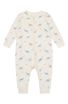 MORI Clever Dino Print Zip Fitted One-Piece Pajamas 