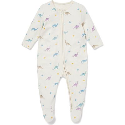 MORI Clever Zip Dino Print Fitted One-Piece Footie Pajamas