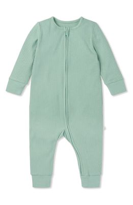 MORI Clever Zip Fitted One-Piece Pajamas in Ribbed Mint