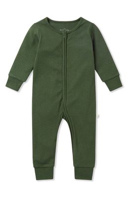 MORI Clever Zip Fitted One-Piece Pajamas in Ribbed Pine