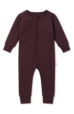 MORI Rib Fitted One-Piece Pajamas in Berry