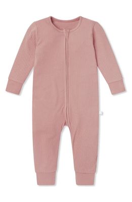 MORI Rib Fitted One-Piece Pajamas in Rose
