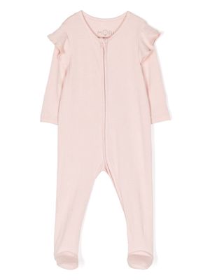 MORI ruffled-trim ribbed pyjama - Pink