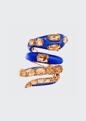Mosaico di Luce Serpente 2-Tier Ring with Blue Ceramic and Citrine