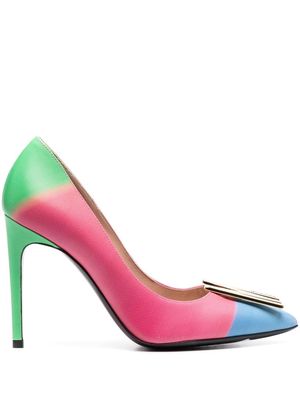 Moschino 100m logo-plaque leather pumps - Pink