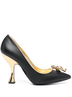 Moschino 100mm tap-detail leather pumps - Black
