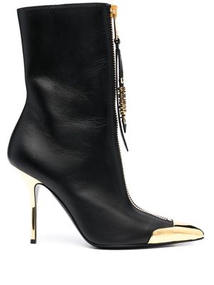 Moschino 105mm zip-detailed leather boots - Black