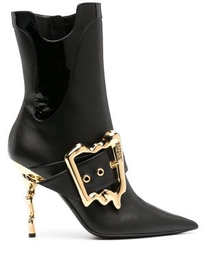 Moschino 110mm buckle-detail leather boots - Black