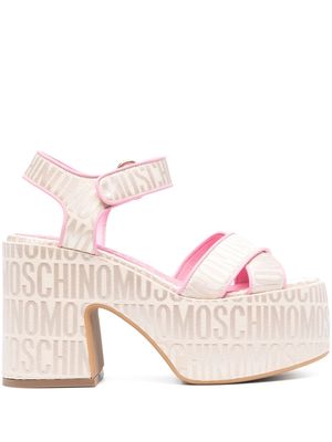 Moschino 110mm logo-jacquard platform sandals - Neutrals